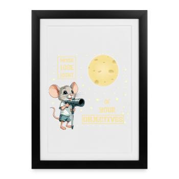 Lune de la souris et du fromage - Affiche encadrée (27 × 37 cm) - noir - Devant