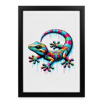 Gecko - Affiche encadrée (27 × 37 cm) - noir - Devant