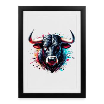Taureau - Affiche encadrée (27 × 37 cm) - noir - Devant