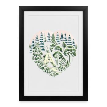naturverbunden Leben mit einem Tipi Zelt im Wald - Gerahmtes Poster (27 × 37 cm) - Schwarz - Vorne