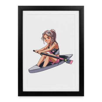 Rower Girl Graphic - Framed poster (27 × 37 cm) - black - Front