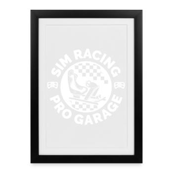 simracing emblem patch sim racer gaming icon - Framed poster (27 × 37 cm) - black - Front