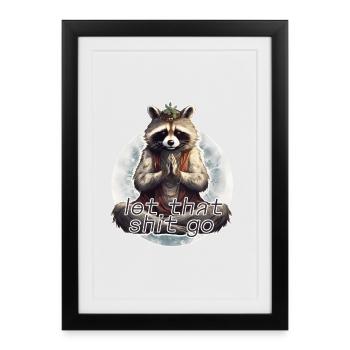 Yoga raton laveur Laisse aller cette merde - Affiche encadrée (27 × 37 cm) - noir - Devant
