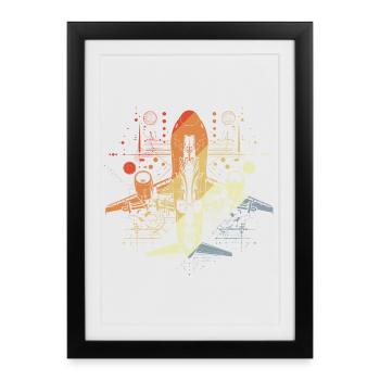 Dessin d’avion Look rétro - Affiche encadrée (27 × 37 cm) - noir - Devant