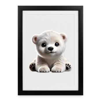Cute polar bear cub design - Framed poster (27 × 37 cm) - black - Front