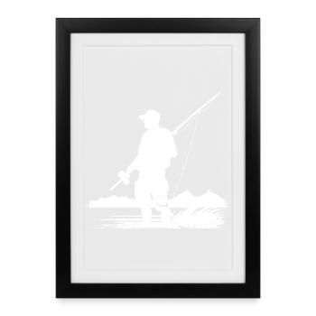 Dessin de pêche - Affiche encadrée (27 × 37 cm) - noir - Devant