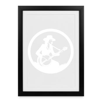 Banjo Player Drawing - Framed poster (27 × 37 cm) - black - Front