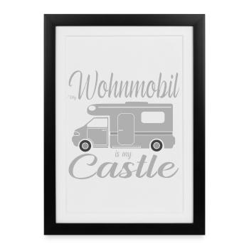 Aire de camping-car Kampmobil pour les aventuriers - Affiche encadrée (27 × 37 cm) - noir - Devant
