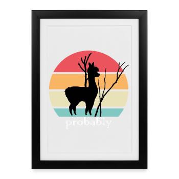 Alpaca - Framed poster (27 × 37 cm) - black - Front