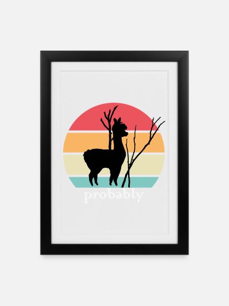 Alpaka - Gerahmtes Poster (27 × 37 cm) - Schwarz