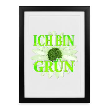 Je suis vert - Fleur de marguerite - Affiche encadrée (27 × 37 cm) - noir - Devant