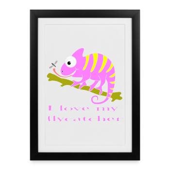 Animal caméléon - Affiche encadrée (27 × 37 cm) - noir - Devant