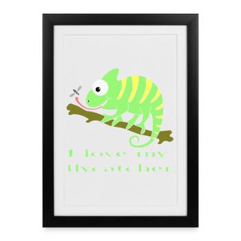 Animal caméléon - Affiche encadrée (27 × 37 cm) - noir - Devant