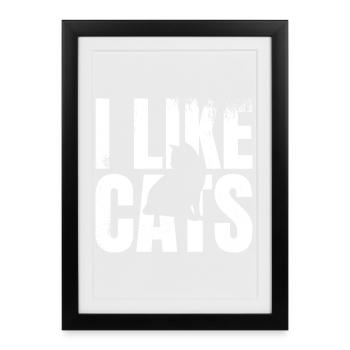 J’aime les chats - Affiche encadrée (27 × 37 cm) - noir - Devant