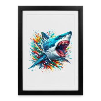 Requin - Affiche encadrée (27 × 37 cm) - noir - Devant