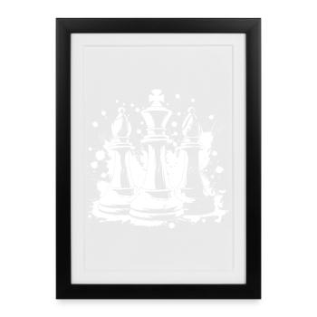 Chess bishop and king - Framed poster (27 × 37 cm) - black - Front