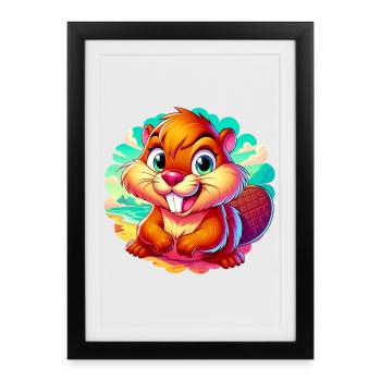 Castor - Affiche encadrée (27 × 37 cm) - noir - Devant