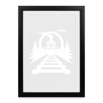 Chemin de fer - Affiche encadrée (27 × 37 cm) - noir - Devant