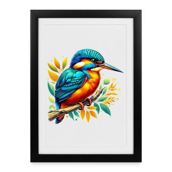 Martin-pêcheur - Affiche encadrée (27 × 37 cm) - noir - Devant