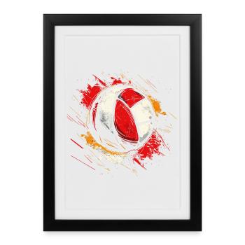 Dessin de volley-ball - Affiche encadrée (27 × 37 cm) - noir - Devant