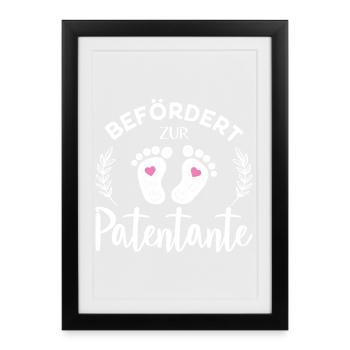 Befördert zur Patentante - Gerahmtes Poster (27 × 37 cm) - Schwarz - Vorne