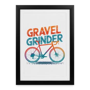 Gravier broyeur vélo illustration - Affiche encadrée (27 × 37 cm) - noir - Devant