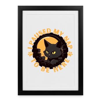 I paused my nap to be here - Framed poster (27 × 37 cm) - black - Front