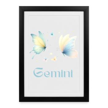 Élégant Oeilège Zodiaque Aquarelle Cadeau - Affiche encadrée (27 × 37 cm) - noir - Devant