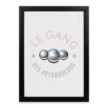 pétanque, pétanqueur, jouer à la pétanque - Affiche encadrée (27 × 37 cm) - noir - Devant