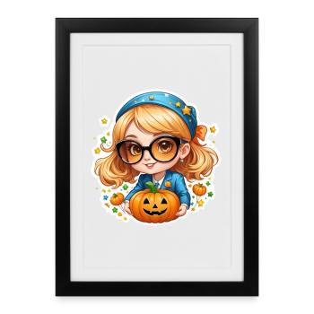 Pumpkin Girl for Halloween - Framed poster (27 × 37 cm) - black - Front