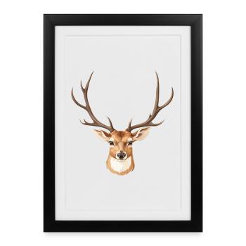 Cute Deer Head - Framed poster (27 × 37 cm) - black - Front