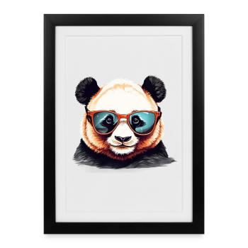Casual panda head with sunglasses - Framed poster (27 × 37 cm) - black - Front