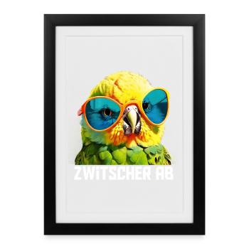 Zwitscher Ab Wellensittich - Gerahmtes Poster (27 × 37 cm) - Schwarz - Vorne