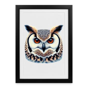 Hibou - Affiche encadrée (27 × 37 cm) - noir - Devant