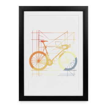 Dessin de vélo rétro - Affiche encadrée (27 × 37 cm) - noir - Devant