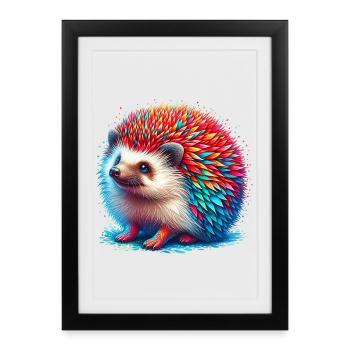 Hedgehog - Framed poster (27 × 37 cm) - black - Front