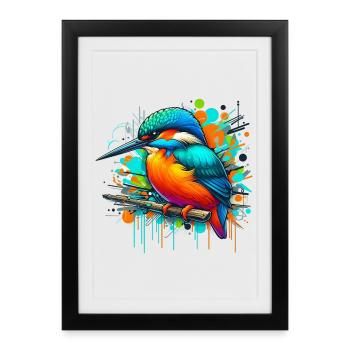 Kingfisher - Framed poster (27 × 37 cm) - black - Front