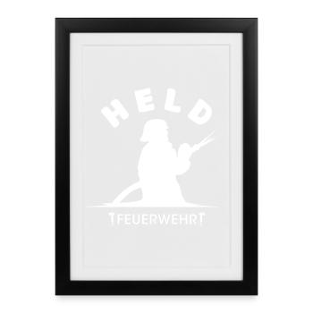 Firefighter Hero Logo Firefighter Symbol Hero - Framed poster (27 × 37 cm) - black - Front