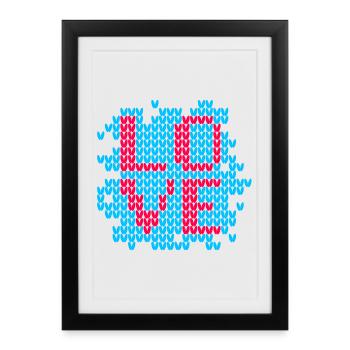 Knitting Pattern Love Love Winter Christmas Xmas - Framed poster (27 × 37 cm) - black - Front