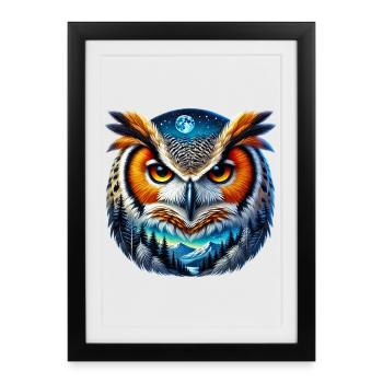 Hibou - Affiche encadrée (27 × 37 cm) - noir - Devant