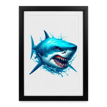 Requin - Affiche encadrée (27 × 37 cm) - noir - Devant