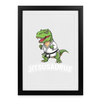 Jitsusaurus Dinosaur in Jiu-Jitsu Gear - Framed poster (27 × 37 cm) - black - Front