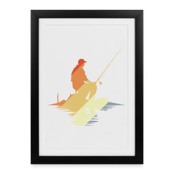 Look vintage de pêcheur - Affiche encadrée (27 × 37 cm) - noir - Devant