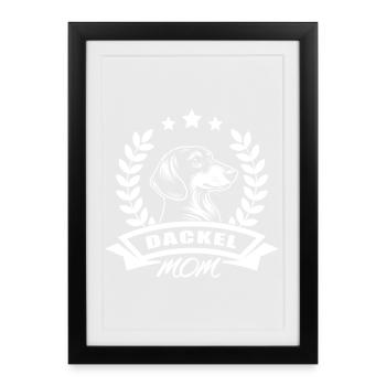 Design « Maman teckel » avec bannière et couronne de blé - Affiche encadrée (27 × 37 cm) - noir - Devant