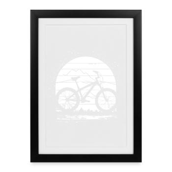 Mountainbiking Zeichnung - Gerahmtes Poster (27 × 37 cm) - Schwarz - Vorne