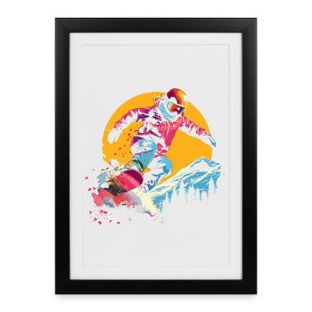 Snowboarder Synthwave - Framed poster (27 × 37 cm) - black - Front