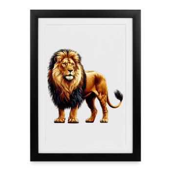 Lion - Framed poster (27 × 37 cm) - black - Front