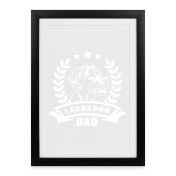 "Labrador Dad" with banner and wreath of wheat - Framed poster (27 × 37 cm) - black - Front
