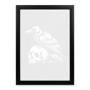 Raven on skull - Framed poster (27 × 37 cm) - black - Front