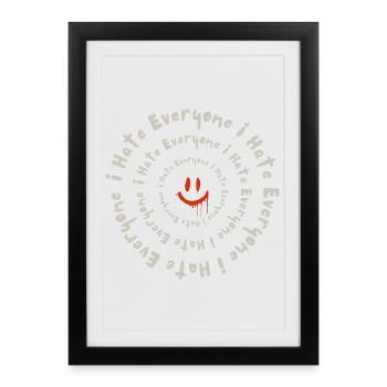 Je déteste tout le monde - Conception drôle d’humour sarcastique - Affiche encadrée (27 × 37 cm) - noir - Devant
